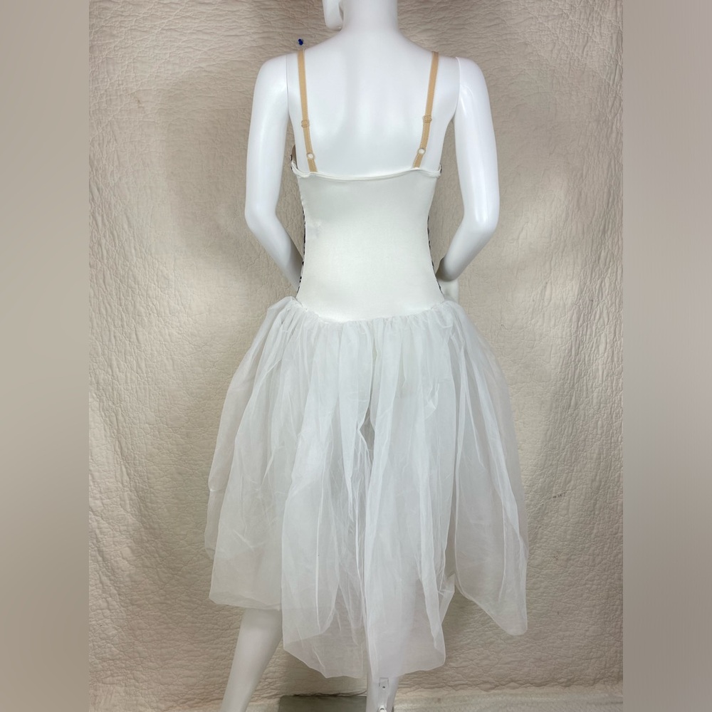 🔥Curtain Call Costumes Black & White Tulle Dance Dress  10 Adult Glam Romantic - Picture 4 of 12